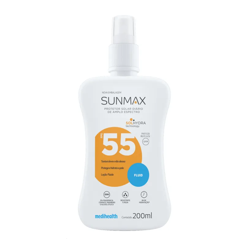 Protetor Solar Sunmax Fluid FPS55 Antioleosidade 200ml