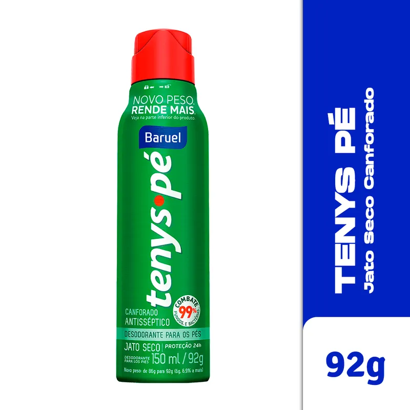 Desodorante para os Pés Tenys Pé Canforado Antisséptico Jato Seco Aerossol 150ml