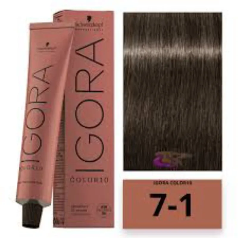 Tinta Igora Color10 Coloração 7.1 Louro Médio Cinza Schwarzkopf