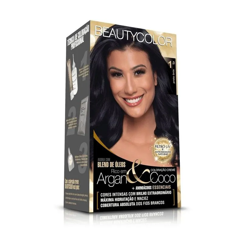 Tintura Beauty Color 1.0 Preto Ônix - Cor Intensa e Duradoura