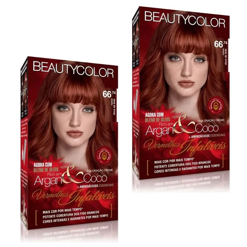 Tintura Beauty Color 66.74 Ruivo Doce de Leite (Kit c/2 un)