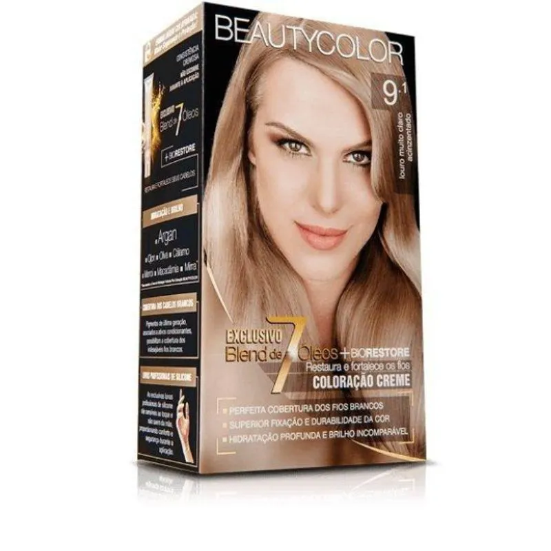 Tintura Beauty Color 9.1 Louro Muito Claro Acinzentado