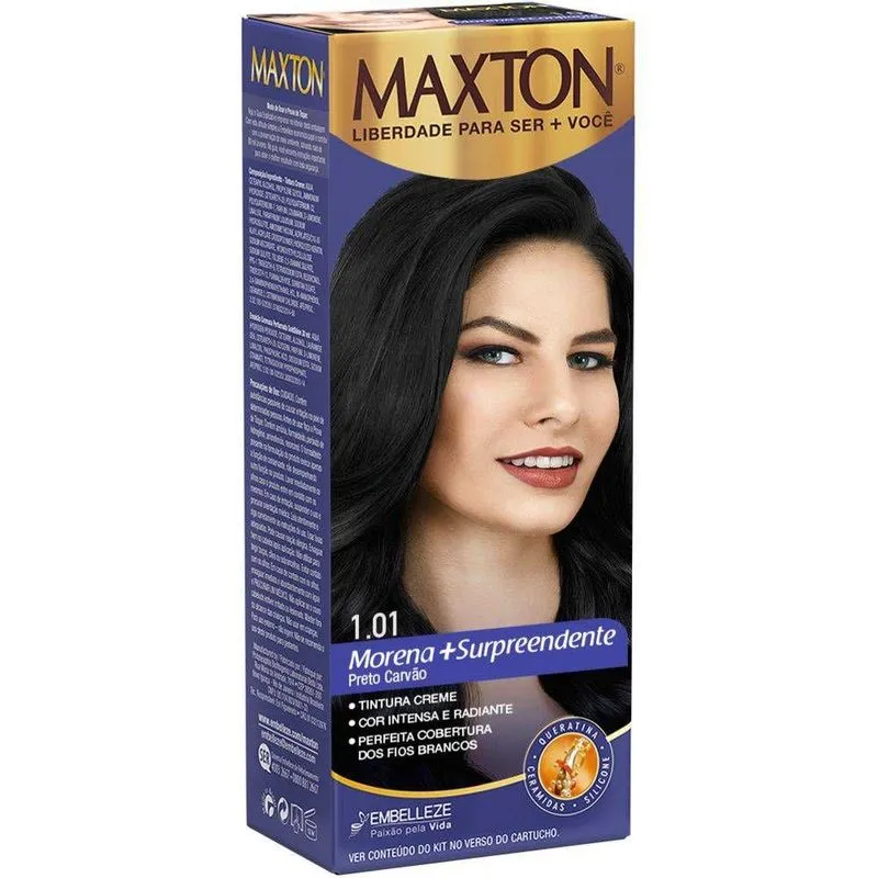 Tintura Maxton 1.01 Preto Carvão – Coloração Creme Permanente