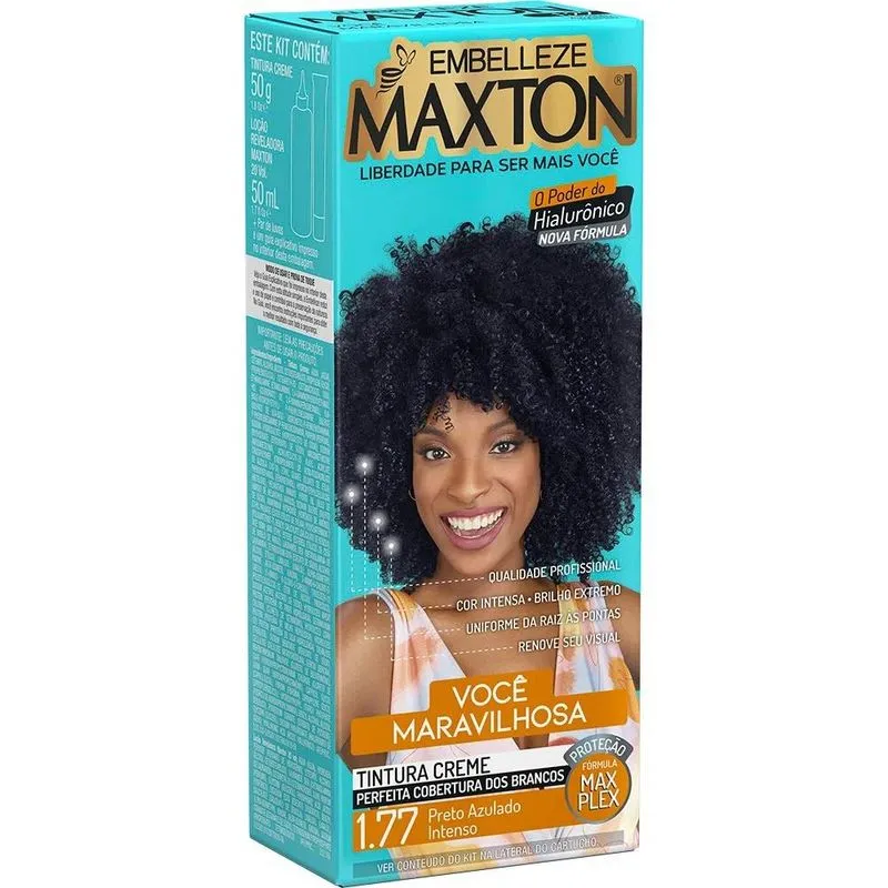 Tintura Maxton 1.77 Preto Azulado Intenso – Coloração Creme Permanente