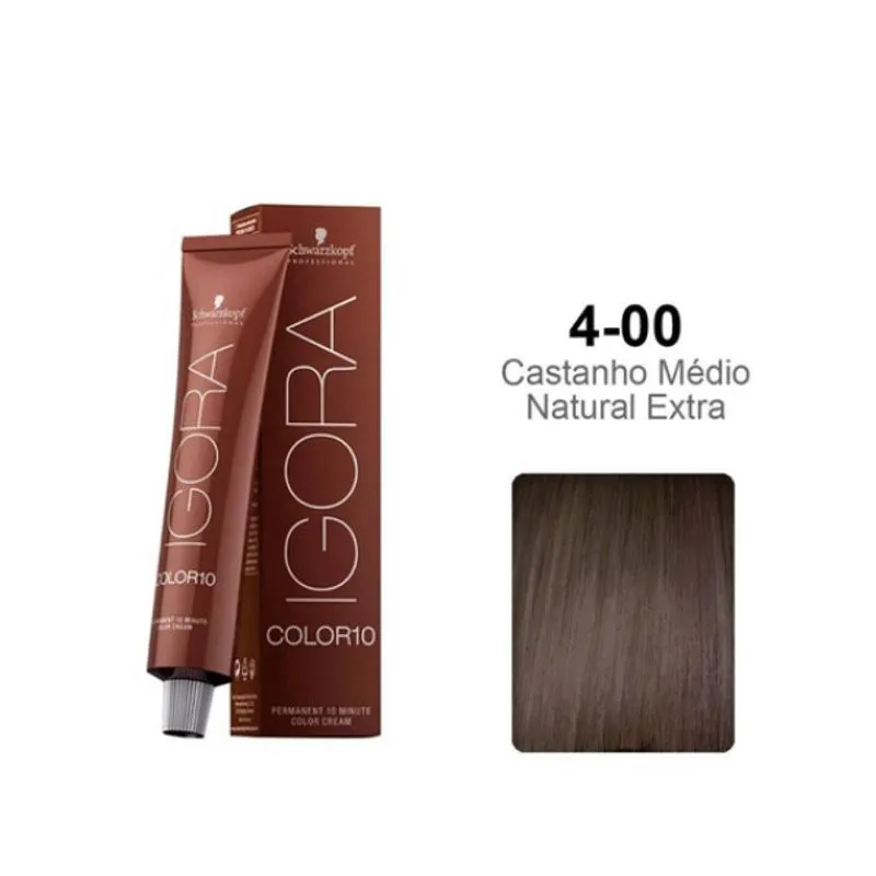 Tintura Schwarzkopf Igora Color10 4-00 Castanho Médio Natural Extra 60ml
