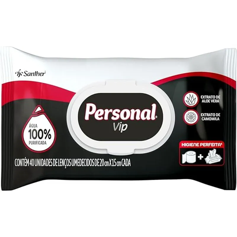 Toalha Umedecida Personal VIP 40 Unidades