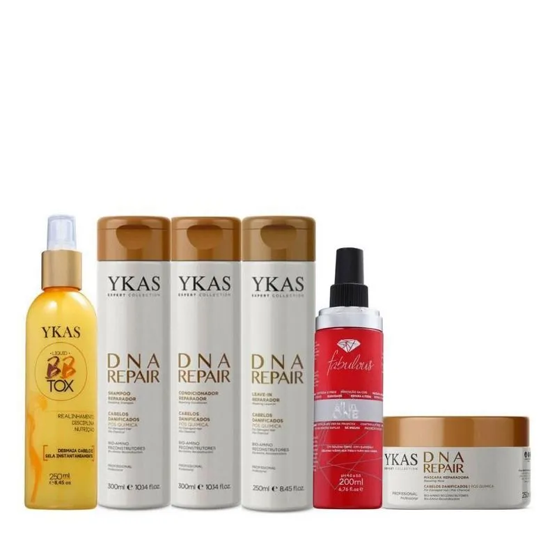 Ykas DNA Repair Completo Pequeno + Botox Líquido + Fabulous Hair All in One